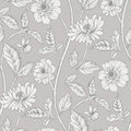 Trailing Dahlia Fabric, Ice Grey