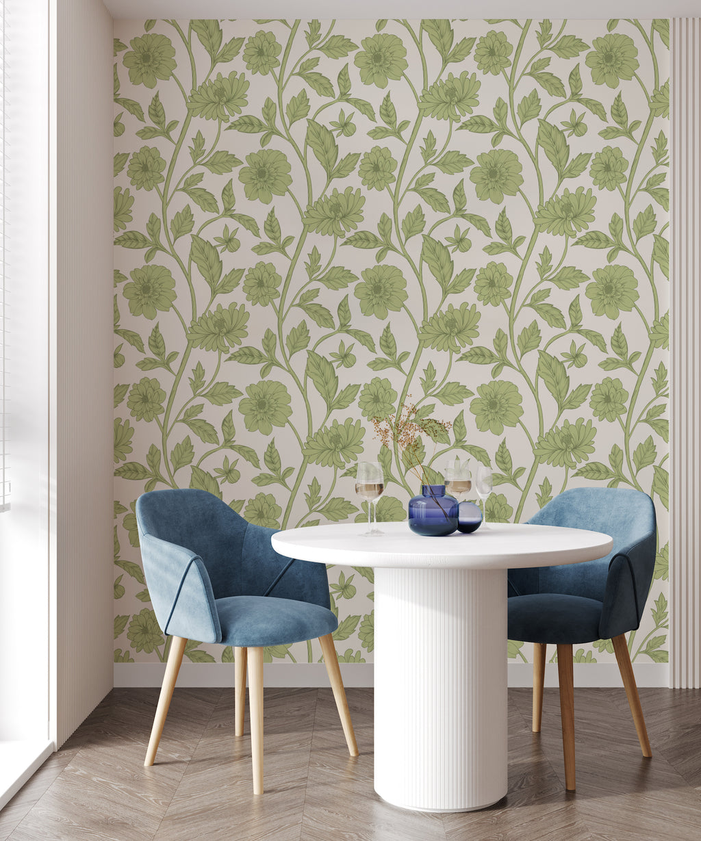  Papier peint Dahlia Retombant, Pistachio