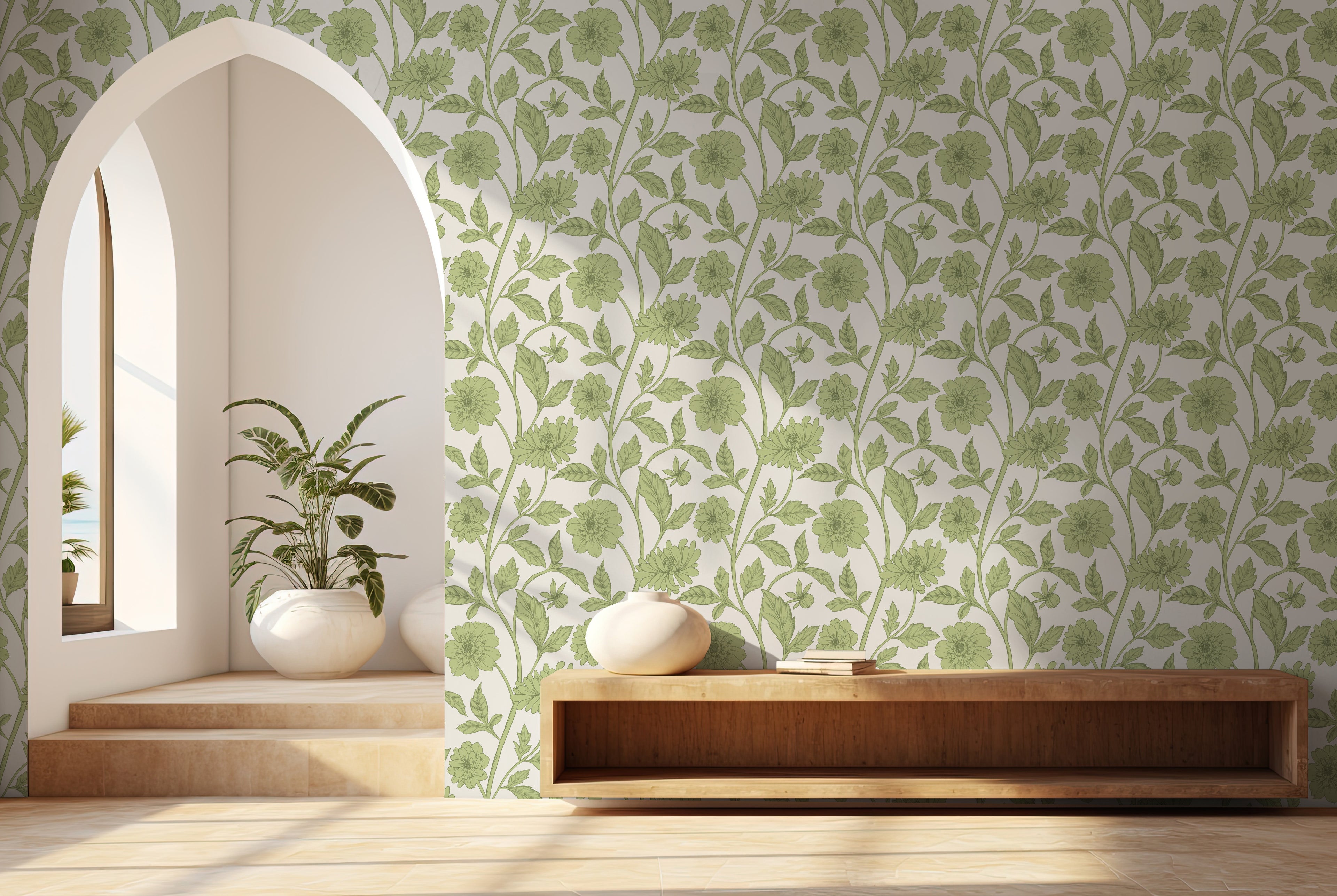  Papier peint Dahlia Retombant, Pistachio
