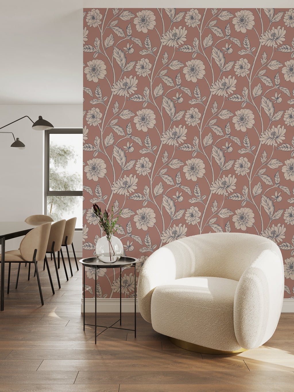 Papier peint Dahlia Retombant, Rosetta
