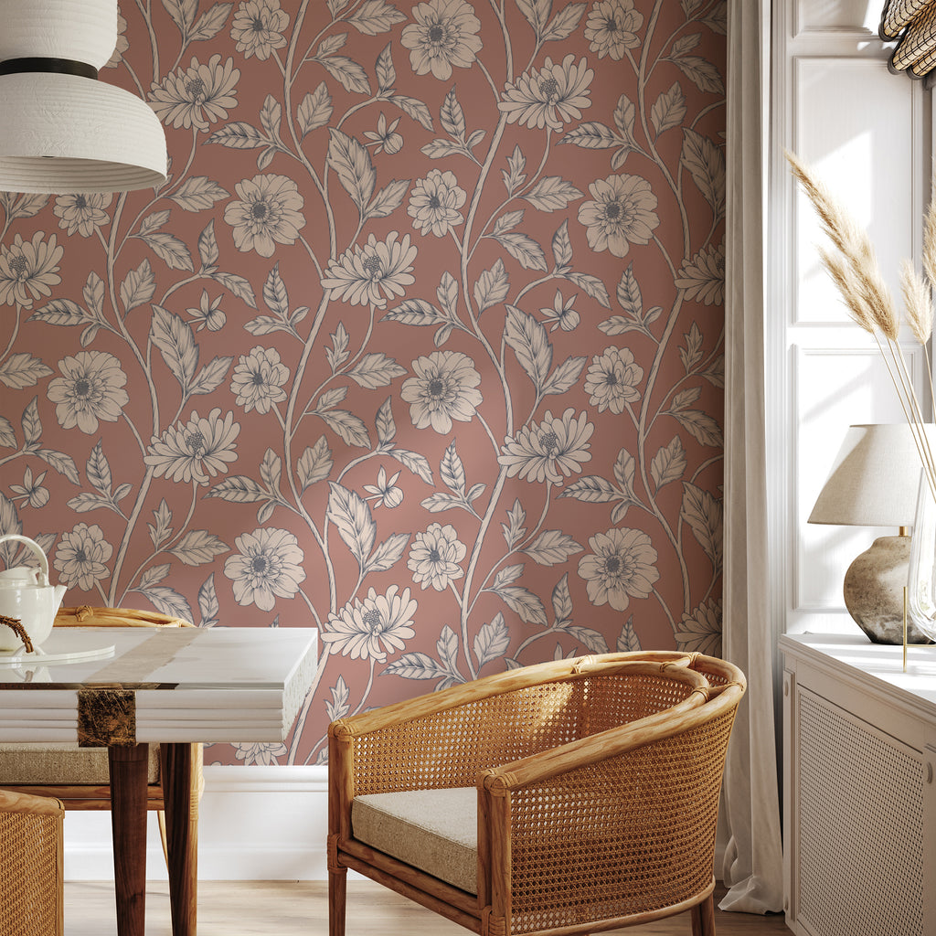 Papier peint Dahlia Retombant, Rosetta