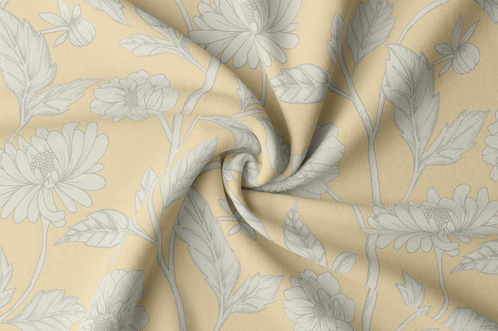 Trailing Dahlia Fabric, Buttercup