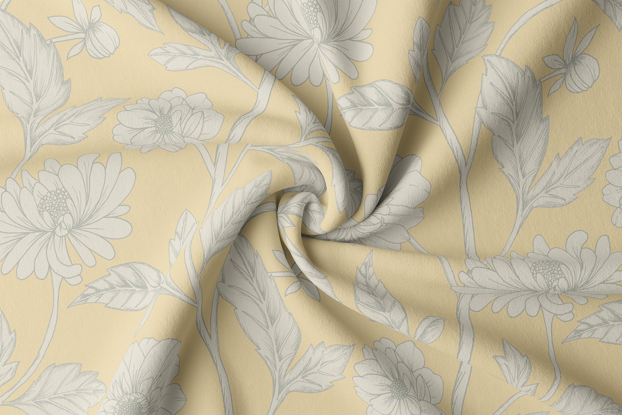 Trailing Dahlia Fabric, Buttercup
