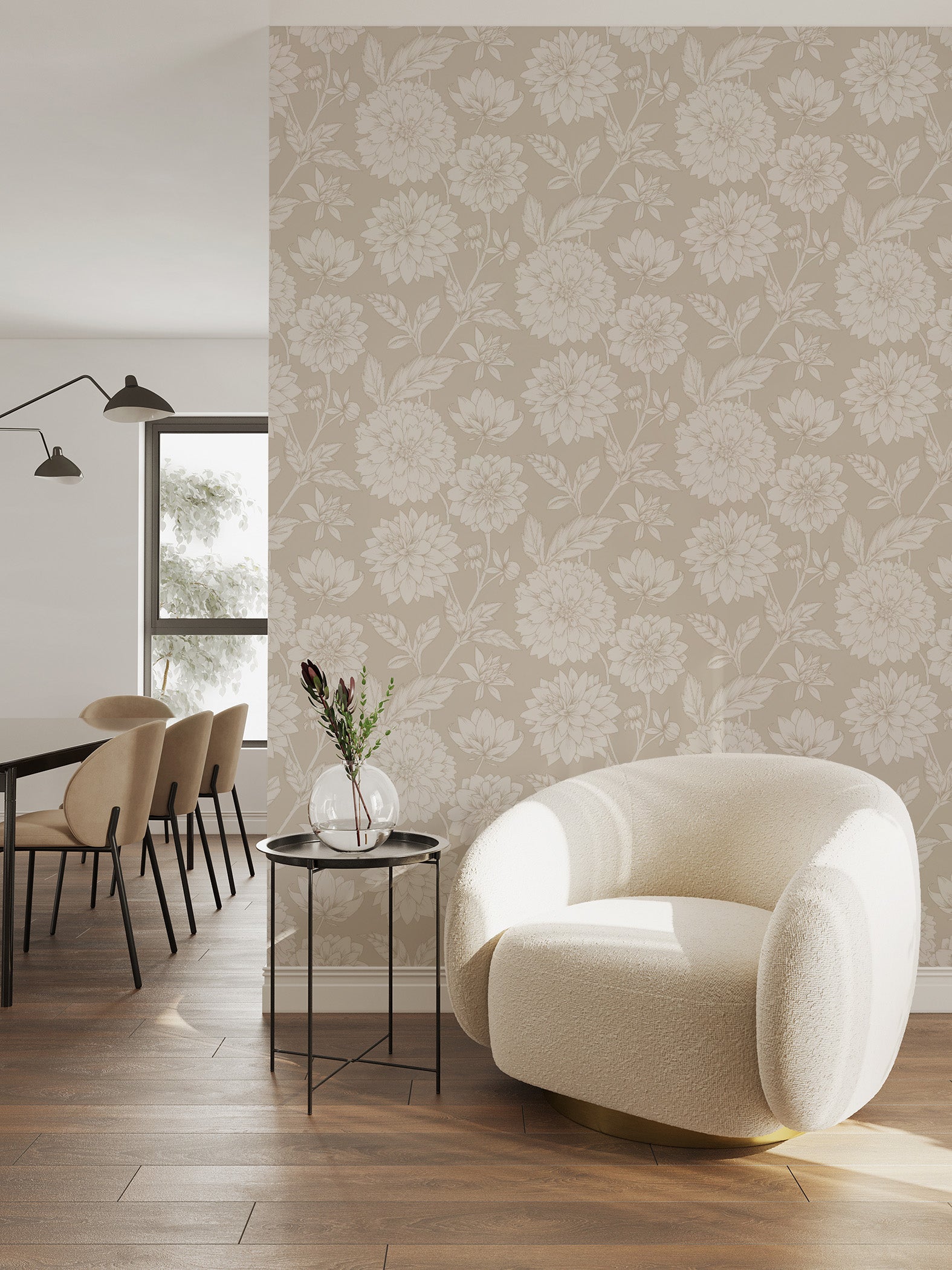 Papier peint Dahlia Retombant, Rosetta